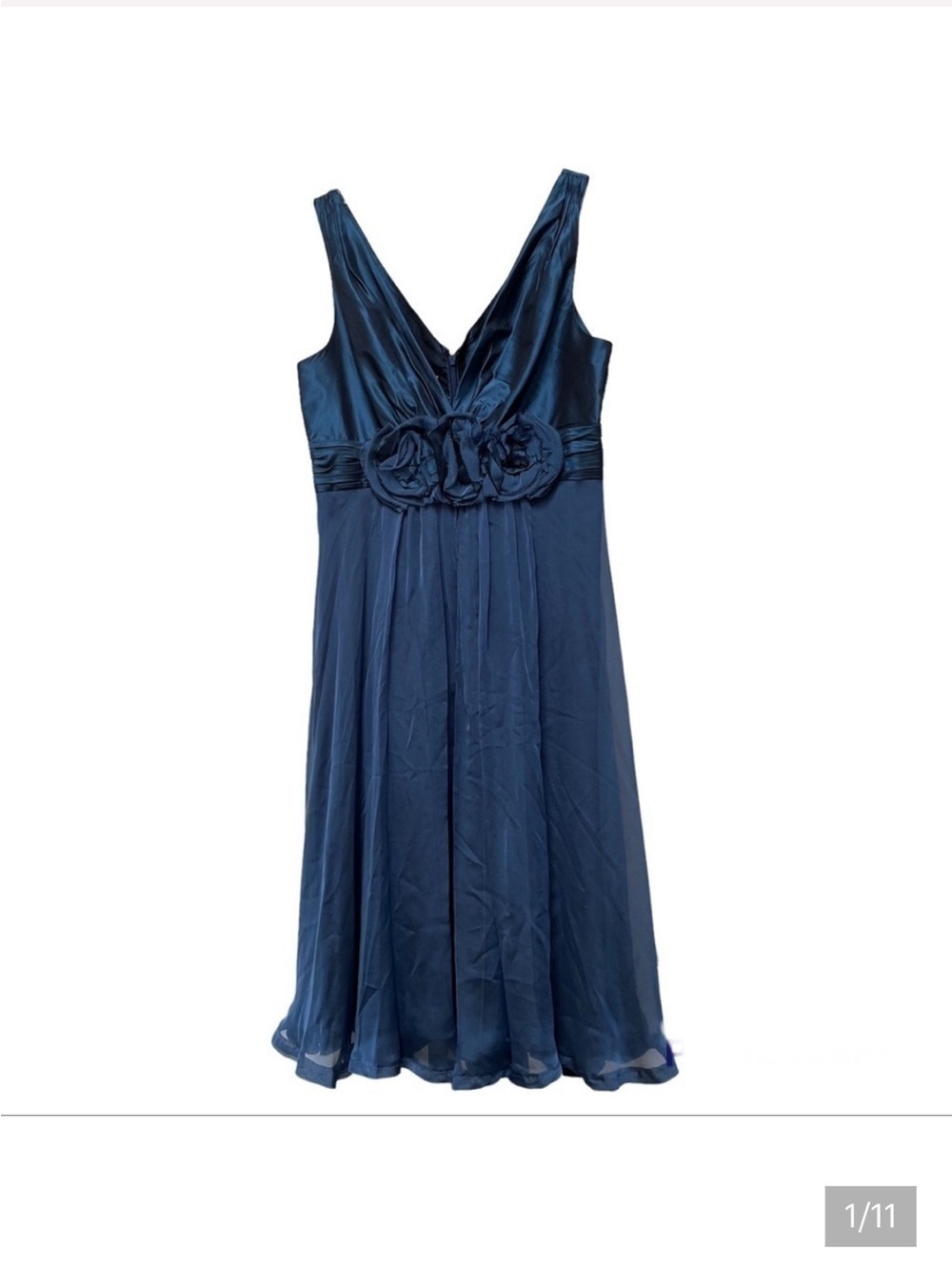Rickie Freeman for Teri Jon Silk Dress Size 8 Floral Applique Empire Waist